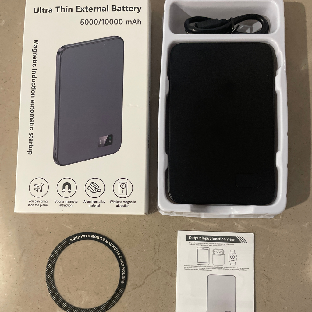 Wireless Magnetic Battery Bank – 10,000mAh, 15W Fast Charge