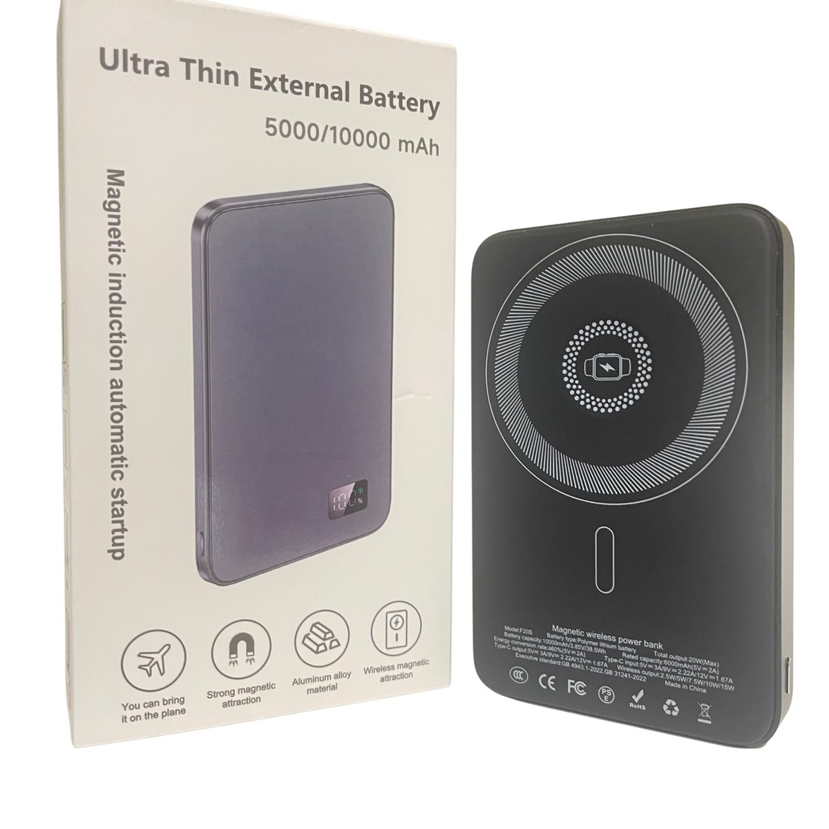 Wireless Magnetic Battery Bank – 10,000mAh, 15W Fast Charge