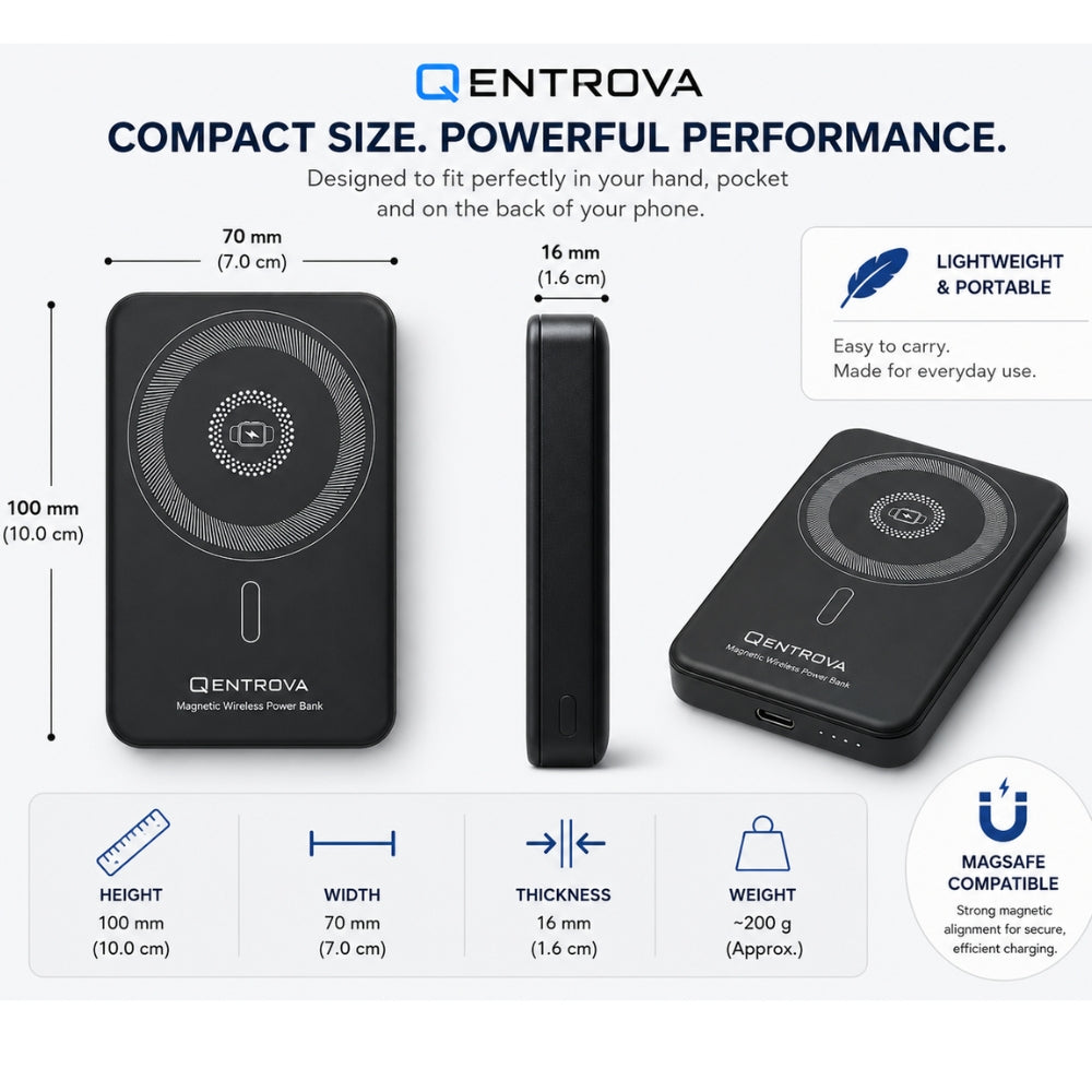 Wireless Magnetic Battery Bank – 10,000mAh, 15W Fast Charge